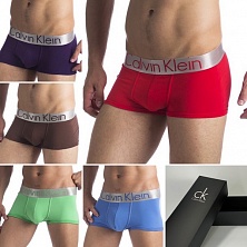 5 мужских трусов хипсов/боксеров Calvin Klein STEEL в подарочной коробке набор